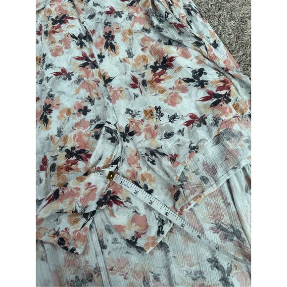 Torrid Maxi Gauze Walk-Through Dress Asymmetrical Floral Plus Sz 1 White/Orange - Picture 7 of 13